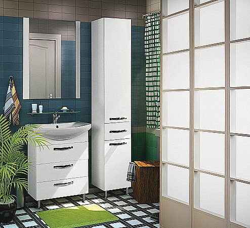 Тумба с раковиной Акватон Ария Н/Смайл 65 белая глянцевая для ванной в интернет-магазине Sanbest