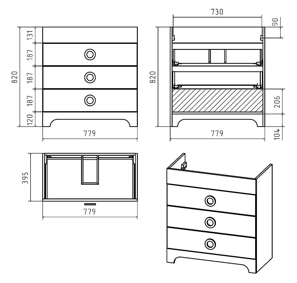 Тумба с раковиной Misty Лейла - 80 Пр-Лей01080-013Я белая для ванной в интернет-магазине Sanbest