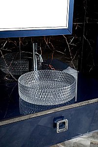 Консоль с раковиной и столешницей Armadi Art LUCIDO 770-080-BL 80 насыщенный синий для ванной в интернет-магазине сантехники Sanbest