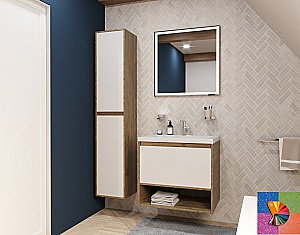 Тумба с раковиной Эстет Monaco Wood 60 подвесная 1 ящик/любой цвет тумбы и раковины с блестками под заказ для ванной в интернет-магазине Sanbest