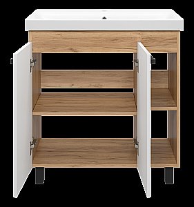 Тумба с раковиной Misty Крафт - 80 П-Кра-07080-011 белый/светлое дерево для ванной в интернет-магазине Sanbest