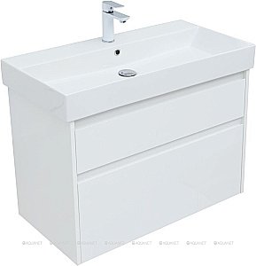 Тумба с раковиной Aquanet Nova Lite 249936 85 белый глянец для ванной в интернет-магазине Sanbest