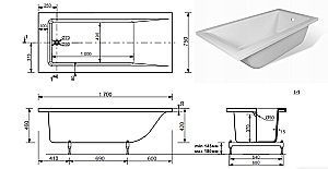 Ванна Эстет Дельта 170B 170х75 купить в интернет-магазине Sanbest