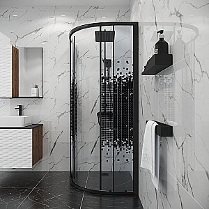 Душевой уголок Niagara Eco NG-1003-14BLACK 80х80 профиль черный/стекло мозаика купить в интернет-магазине Sanbest