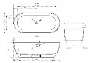 Ванна из искусственного камня ABBER Stein AS9613-1.7 170х75 белая матовая купить в интернет-магазине Sanbest