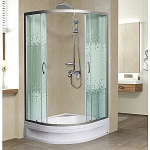 Душевой уголок без поддона МОНОМАХ ДУ 70/180 МЗ 10000005874 70x70 стекло прозрачное с рисунком/профиль хром купить в интернет-магазине Sanbest