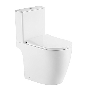 Напольный унитаз-компакт Black&White Gravity 6650W безободковый, слив-торнадо, с крышкой микролифт, с бачком, белый глянцевый купить в интернет-магазине Sanbest