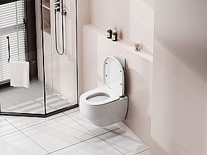 Унитаз подвесной Abber Rechteck AC1218 белый, безободковый, с крышкой микролифт, слив торнадо купить в интернет-магазине Sanbest