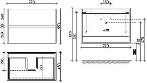 Тумба с раковиной Sancos Urban 80 UR80ECH дуб чарльстон для ванной в интернет-магазине Sanbest