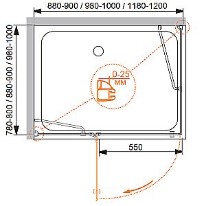 Душевой уголок Cezares Verona 90х120 VERONA-AH-1-120/90-C-Cr стекло прозрачное/профиль хром купить в интернет-магазине Sanbest