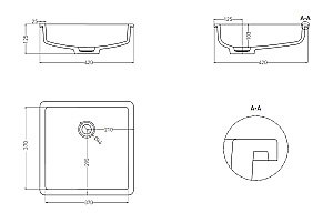 Раковина врезная снизу столешницы Salini MAREA 07 1802207MF 42 из искусственного камня S-Stone, матовая, цвет по RAL полностью купить в интернет-магазине Sanbest