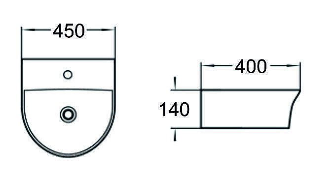 Раковина накладная SantiLine 45 SL-2008 белая купить в интернет-магазине Sanbest