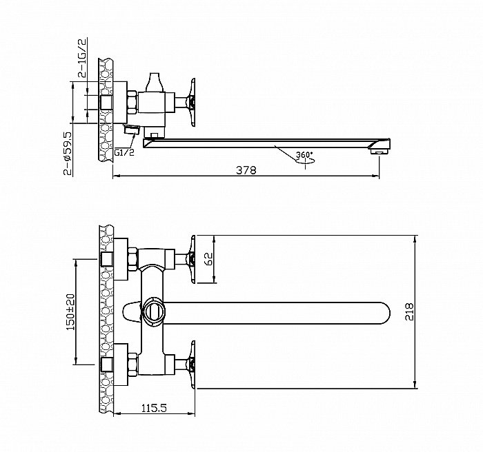 Смеситель для ванны Agger Love A1021100 купить в интернет-магазине сантехники Sanbest