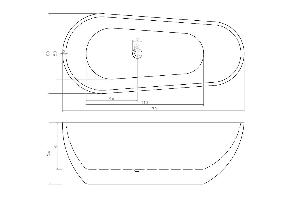 Ванна акриловая CeruttiSpa MIMI CT9671 170х80 белая купить в интернет-магазине Sanbest