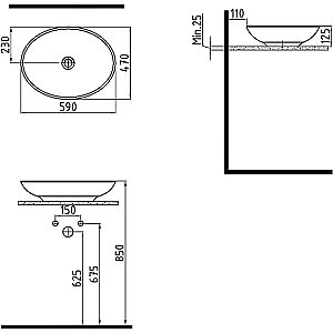 Раковина накладная Bien Harmony 59 HRLG05901FD0W5000 белая купить в интернет-магазине Sanbest
