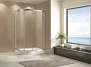 Душевой уголок Cezares Eco 120х100 ECO-O-RH-2-120/100-C-Cr стекло прозрачное/профиль хром купить в интернет-магазине Sanbest