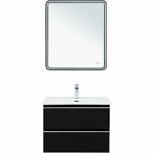 Тумба с раковиной Aquanet Вега 70 329596 черная для ванной в интернет-магазине Sanbest