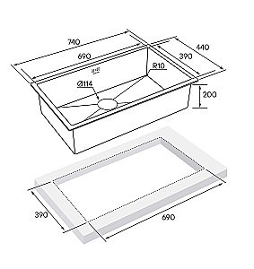 Мойка кухонная Paulmark VALDE PM257444-BG брашированное золото. сталь купить в интернет-магазине сантехники Sanbest