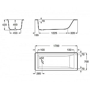 Ванна чугунная Delice Eclat Elite DLR230621-AS 170х70 белая купить в интернет-магазине Sanbest