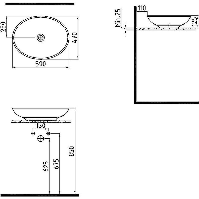 Раковина накладная Bien Harmony 59 HRLG05901FD0W5000 белая купить в интернет-магазине Sanbest