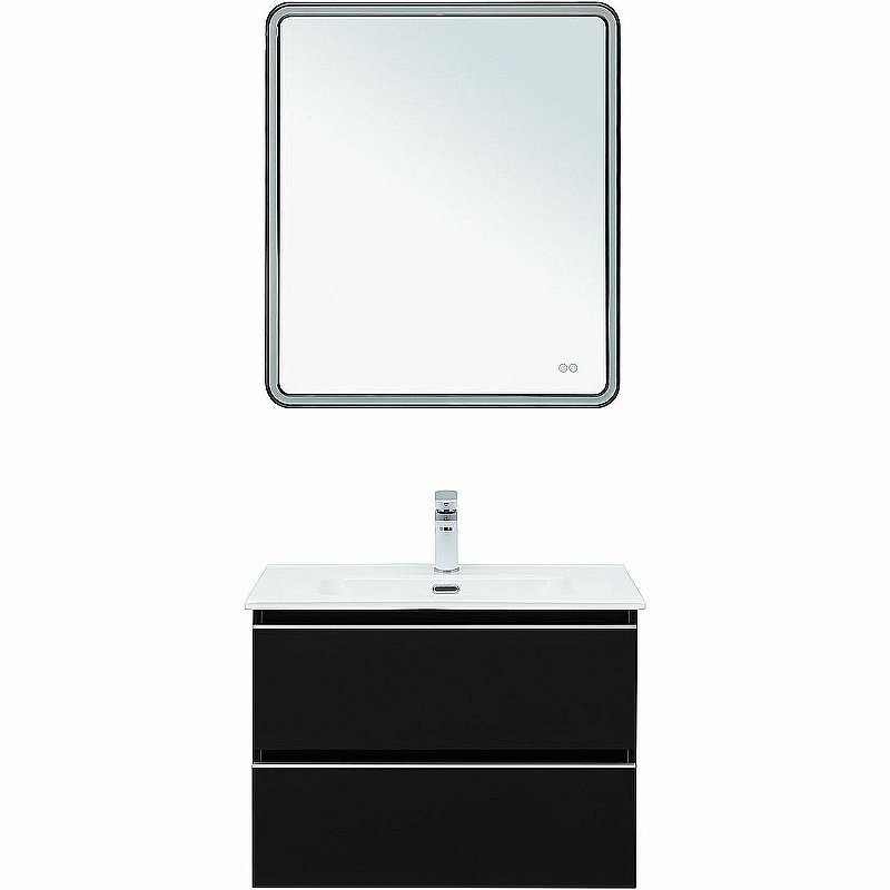 Тумба с раковиной Aquanet Вега 70 329596 черная для ванной в интернет-магазине Sanbest