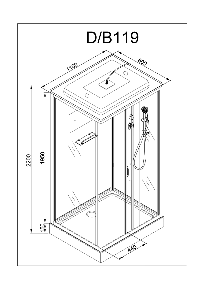 Душевая кабина Deto D119 S с пультом 110х90 купить в интернет-магазине Sanbest