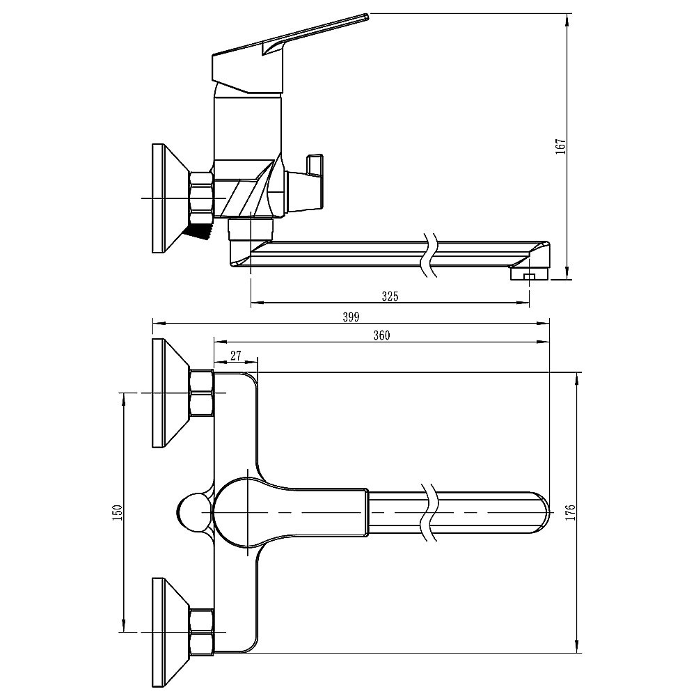 Смеситель для ванны Loranto KATRINA LR90504000 Хром купить в интернет-магазине сантехники Sanbest