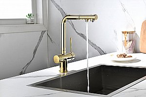 Смеситель для кухни Paulmark Serpentine Se213222-G золото купить в интернет-магазине сантехники Sanbest