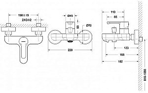Смеситель для ванны Bravat STREAM F63783C-01A купить в интернет-магазине сантехники Sanbest