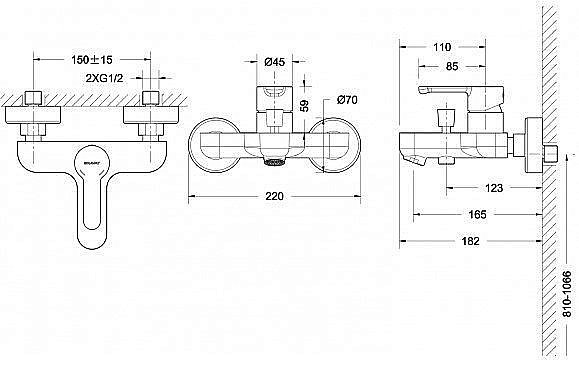 Смеситель для ванны Bravat STREAM F63783C-01A купить в интернет-магазине сантехники Sanbest