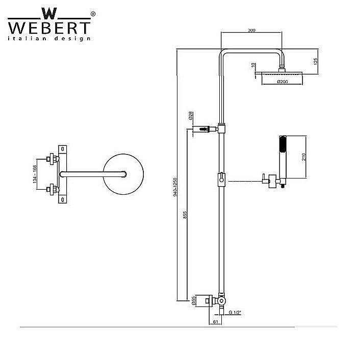Душевая система Webert Elio EL980507560METAL черная матовая купить в интернет-магазине сантехники Sanbest