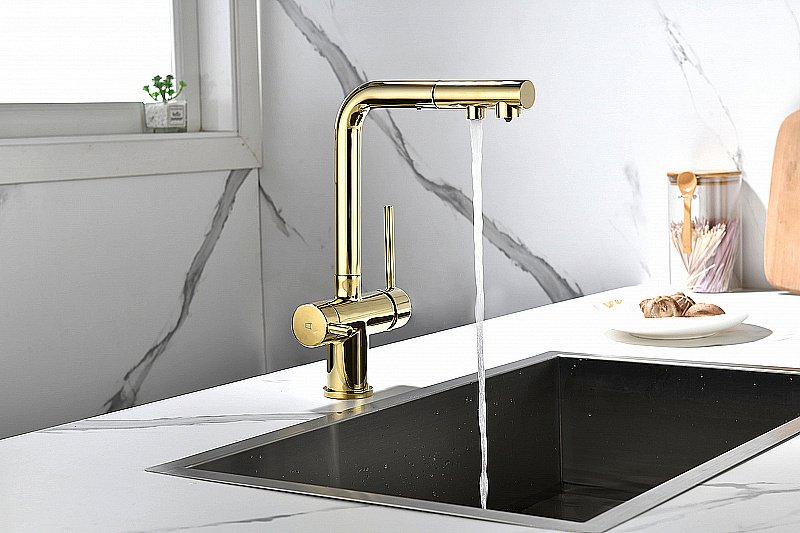 Смеситель для кухни Paulmark Serpentine Se213222-G золото купить в интернет-магазине сантехники Sanbest