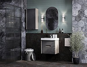 Тумба с раковиной Акватон Оливия 55 грей/дуб ойстер для ванной в интернет-магазине Sanbest