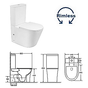 Унитаз напольный Azario Lander AZ-1299A белый, безободковый, с бачком, с крышкой микролифт купить в интернет-магазине Sanbest