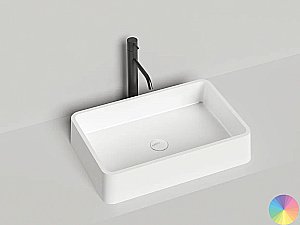 Раковина накладная Salini GLORIA 07 1102207MRH 59,5 из искусственного камня S-Stone, белая матовая, цвет по RAL снаружи купить в интернет-магазине Sanbest