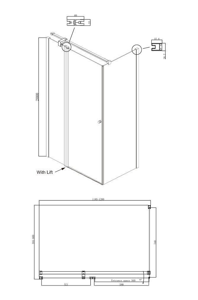 Душевой угол Ambassador Nord 80x120 13011107 купить в интернет-магазине Sanbest