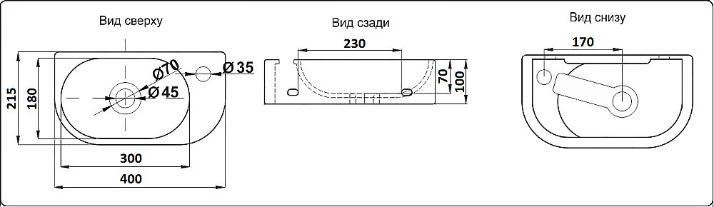 Раковина подвесная CeramaLux N 40 78204 черная матовая купить в интернет-магазине Sanbest