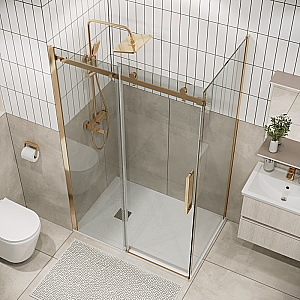 Душевой уголок Grossman Classic 160х80 120.K33.04.1290.32.00 стекло прозрачное/профиль золото брашированное купить в интернет-магазине Sanbest