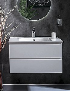 Тумба с раковиной Armadi Art Capolda 85 белая с белой ручкой для ванной в интернет-магазине Sanbest