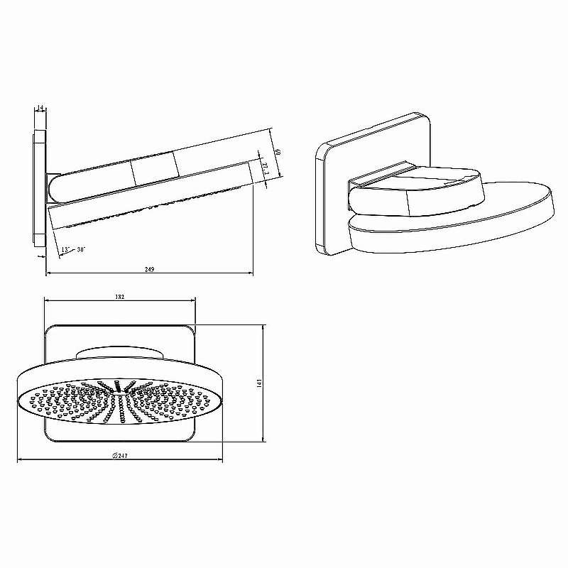 Верхний душ Vincea Inspire VSHD-3I1CMB черный матовый купить в интернет-магазине сантехники Sanbest
