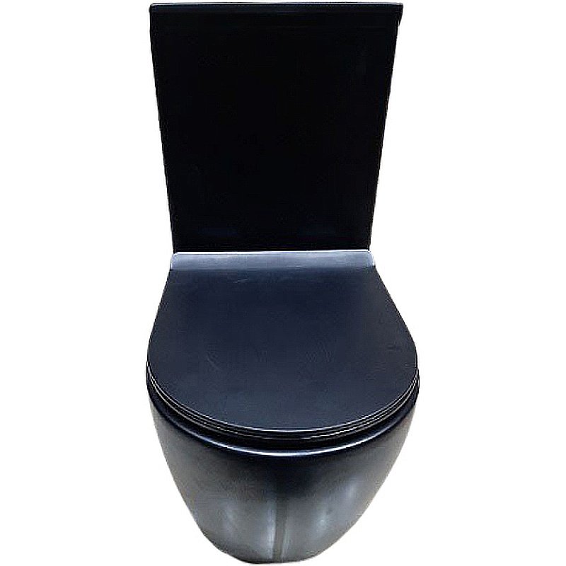 Унитаз напольный CeramaLux 2166-1MB черный матовый, безободковый, с бачком, с крышкой микролифт купить в интернет-магазине Sanbest