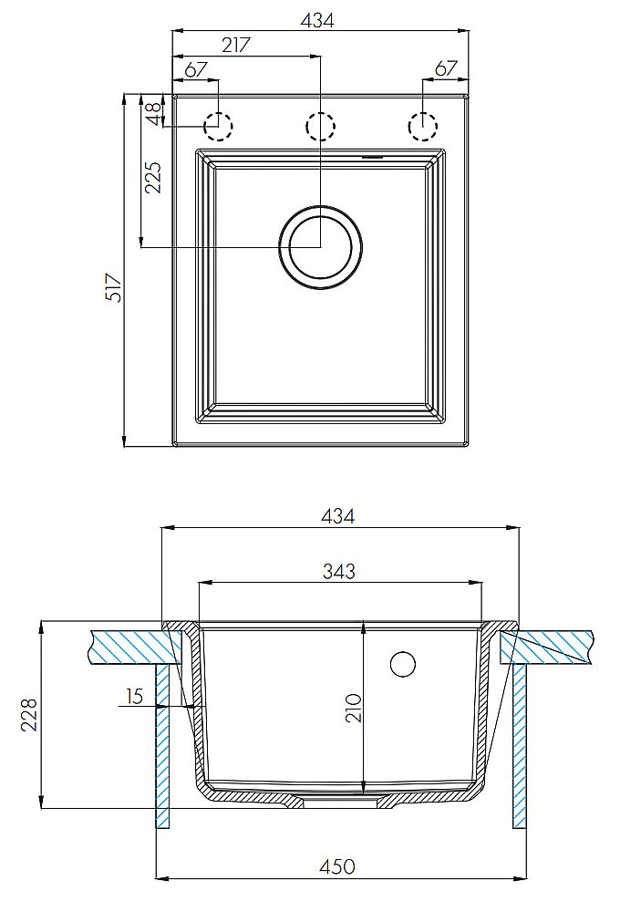 Мойка кухонная Акватон Линеа 43 серая купить в интернет-магазине сантехники Sanbest