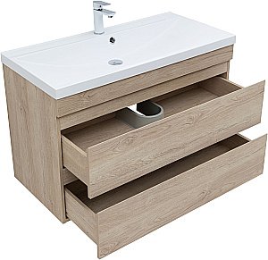 Тумба с раковиной Aquanet Нота New 334200 100 дуб светлый для ванной в интернет-магазине Sanbest
