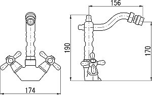 Смеситель для биде Rav-Slezak Morava Retro MK120.5/9CMATSM черный/бронза купить в интернет-магазине сантехники Sanbest