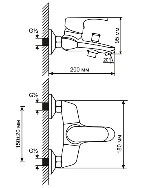 Смеситель для ванны MIXLINE ML 530482 купить в интернет-магазине сантехники Sanbest
