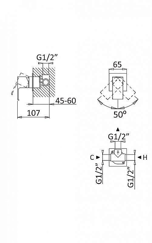 Смеситель для душа Cezares Porta DIM-SR купить в интернет-магазине сантехники Sanbest