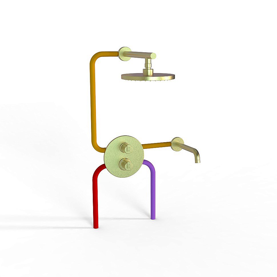 Душевая система PAINI Cox 78PJSET26911THBATHHEAD золото матовое купить в интернет-магазине сантехники Sanbest