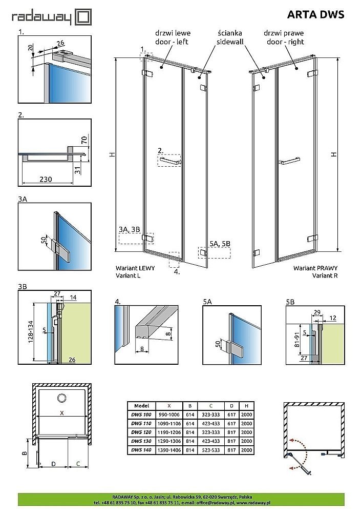 Душевая дверь Radaway Arta DWS 120 купить в интернет-магазине Sanbest