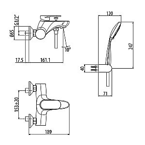 Смеситель для ванны Gattoni H2Omix7000 7000070NO купить в интернет-магазине сантехники Sanbest