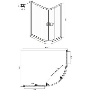 Душевой уголок Ambassador Kingston 14011209 120х90 стекло прозрачное/профиль черный купить в интернет-магазине Sanbest